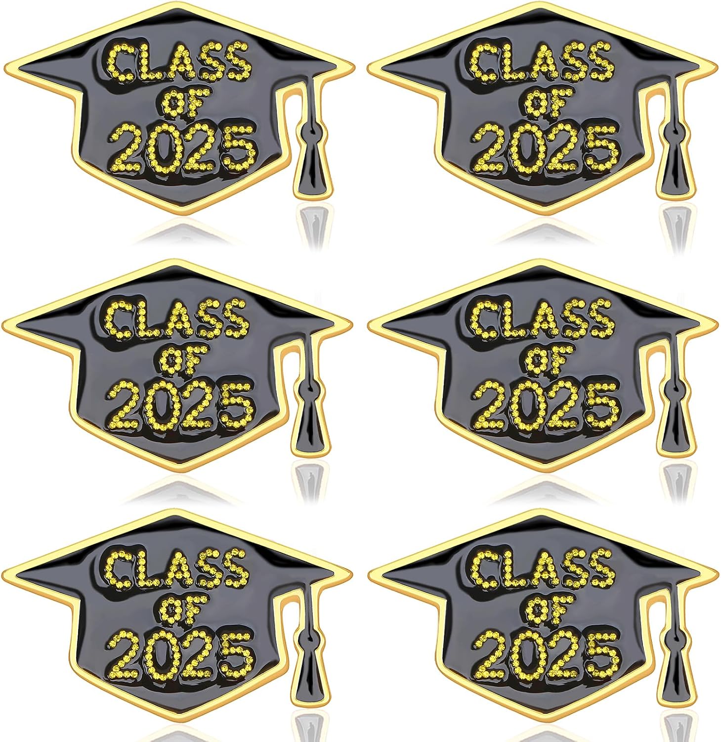 6PCS Class of 2025 Graduation Pins,Graduation Lapel Brooch Pins for Hats Graduation Label Enamel Congrats Brooch Pin for High College Teacher Bags Graduation Gifts