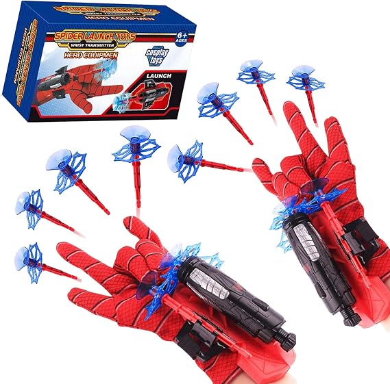 Shooter Kids Gift Toy - Web Shooters for Kids Super Hero Toys with Gloves Launcher Wrist Toys Set Suction Disk Soft Bullets for Boy Girl Gifts (2Pcs)