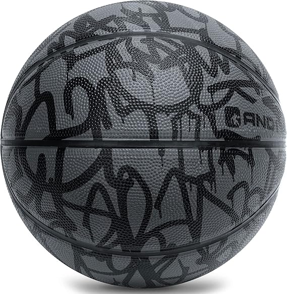 AND1 Xcelerate Rubber Basketball: Game Ready, Official Regulation Size 7 (29.5) Streetball, Made for Indoor/Outdoor Basketball Games- Graffiti Collection (Black/Black)