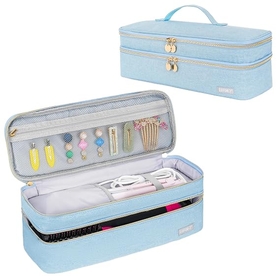 LEFORZ Travel Carrying Case Compatible with Revlon One-Step/Lange Hair Dryer Brush/Volumizer/Styler/Hot Tools,Portable Storage Organizer Bag Compatible with Shark FlexStyle/Dyson Airwrap Styler,Blue