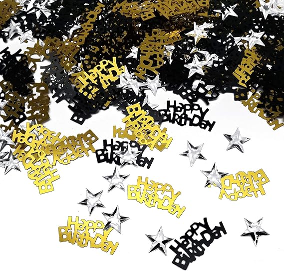 iZoeL Happy Birthday Birthday Confetti (240 Pieces) Stars Confetti (350pcs Silver) Table Decoration