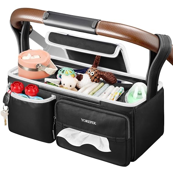YOREPEK Large Stroller Caddy for Baby Accessories Fits UPPAbaby Vista/Cruz