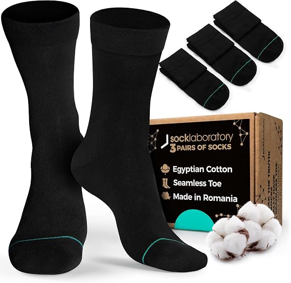 Men's Dress Socks - Egyptian Cotton - Crew (Box of 3)