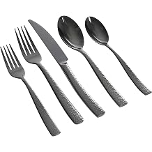 Gibson Elite Stonehenge 20-Piece Flatware Set, Service for 4 - Black w/Hammered Handle
