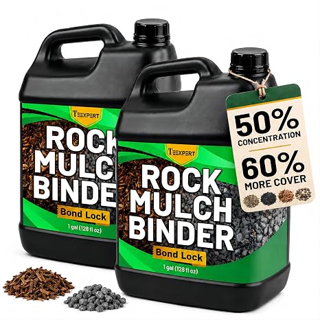 Teexpert Rock Glue for Landscaping - 256OZ Mulch Binder, Pea Gravel Binder Concentrate, Heavy Duty Outdoor Stone Adhesive for Slope Between Paver Flower Bed, Fast Dry Mulch Anchor Safe for Plants Pets