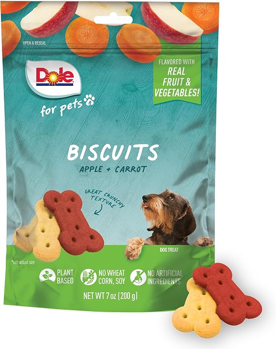 Dole for Pets Dog Training Biscuits, Apple Carrot Mix, 7 Oz Bag