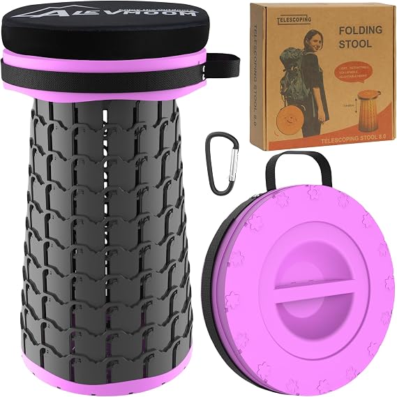 ALEVMOOM Upgraded XXL Collapsible Stool with Cushion 19.7",1000lbs Max Weight,Wider & Taller Pop Up Seat, Heavy Duty Portable Retractable Folding Chair or Travel Foot Rest for Camping & Outdoors