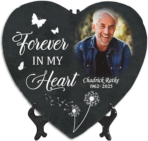 Personalized Photo Memorial Stone, Custom Memorial Gifts with Picture for Loss of Father Mother Husband Wife Memorial Gifts, Sympathy Gift, Remembrance, Bereavement Gifts for Loss of Loved One S3
