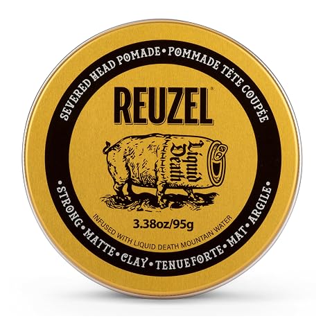 Reuzel Severed Head Strong Hold Clay Pomade 95 g Matte hair styling clay with rough textured finish. All-Day Control with Non-Greasy Formula. Limited Edition.