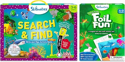 Skillmatics Search & Find and Foil Fun Animals Bundle, Fun Activity Kits, Travel Toys, Gifts for Girls & Boys Ages 3, 4, 5, 5, 6, 7, 8, 9