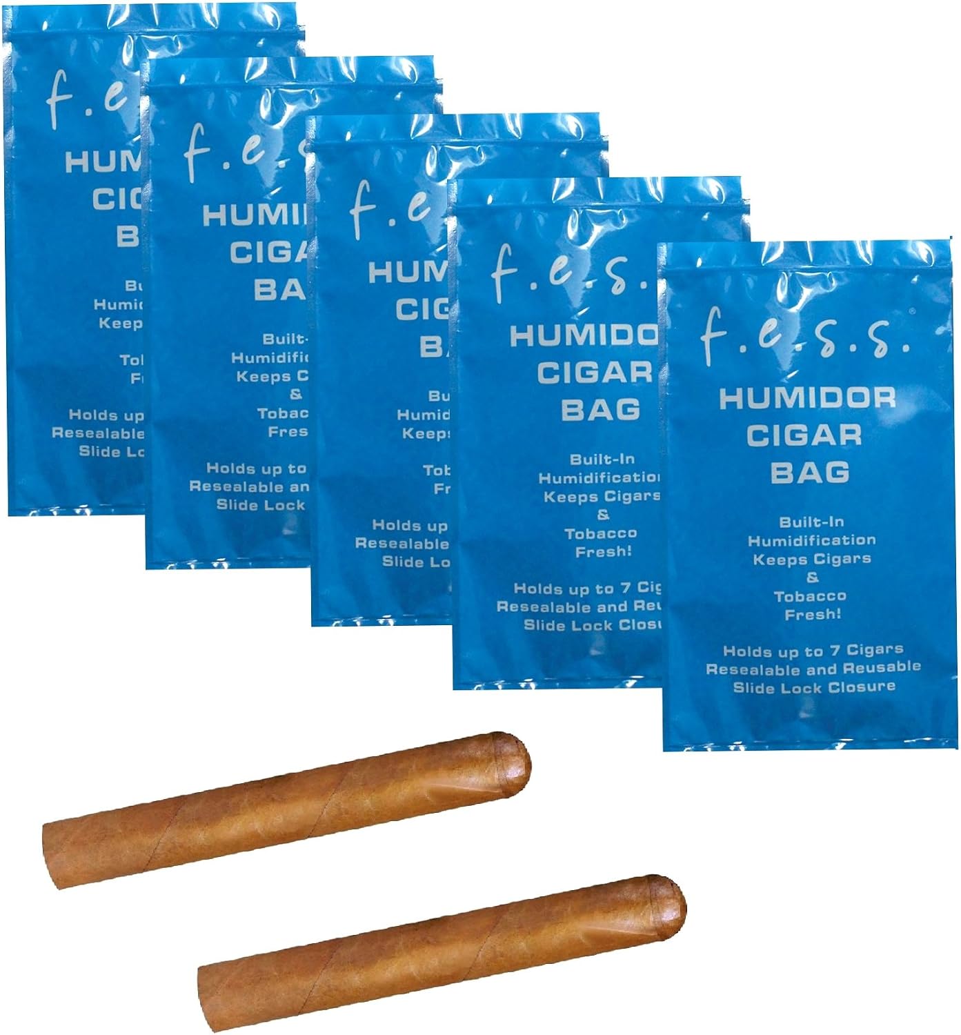 5 Pack FESS Products Travel Pouch Cigar Bag Ziplock Humidor Humidifier