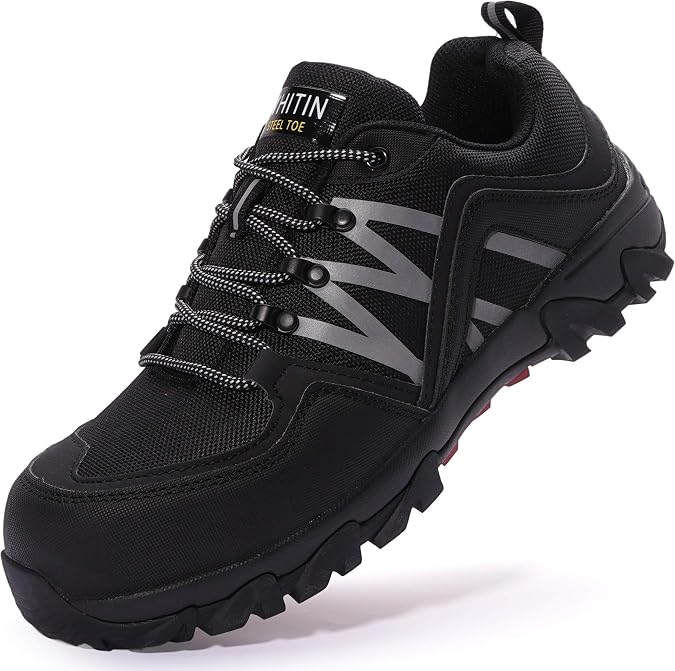 WHITIN Men's Steel Toe Safety Work Shoes T1 | Protective Toe Cap Resists Impact, No-Slip Outsole Enhances Traction, Cushioned Footbed Supports Long Work Hours