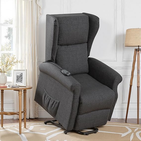 BonVache Electric Riser Recliner Chairs For the Elderly,Power Lift Assisted Standing Lounge Sofa Chair,Adjustable Leg Rest and with 2 Pockets,for Living Room Bedroom Home Theater Cafe,Dark Grey