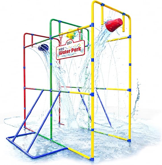 Backyard Waterpark with Splash Wheel, Dump Buckets for Kids Outdoor Water Play