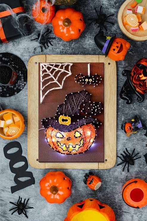 Wizardi Creative Kit/String Art - Pumpkin. DIY Kit. String Art Supplies and Patterns. Craft for Adults. Embroidery for Beginners. Home Decor. ABC-024 Abris Art