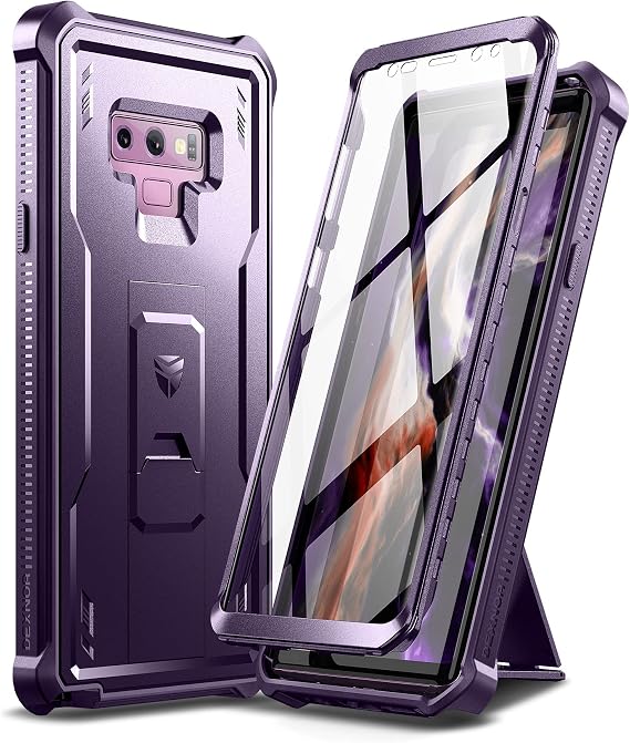 Dexnor Full Body Case for Samsung Galaxy Note 9/6.4 inches, [Built in Screen Protector and Kickstand] Heavy Duty Military Grade Protection Shockproof Protective Cover for Galaxy Note 9,Phantom Purple