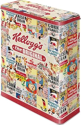 Nostalgic-Art Retro storage tin box XL, 135.3 oz, Kelloggs The Original Collage Gift idea for the kitchen, Official License Product OLP, large metal cornflakes can, vintage design