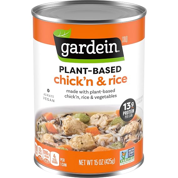 Gardein Plant-Based Chick'n & Rice Soup, Vegan, 15 oz