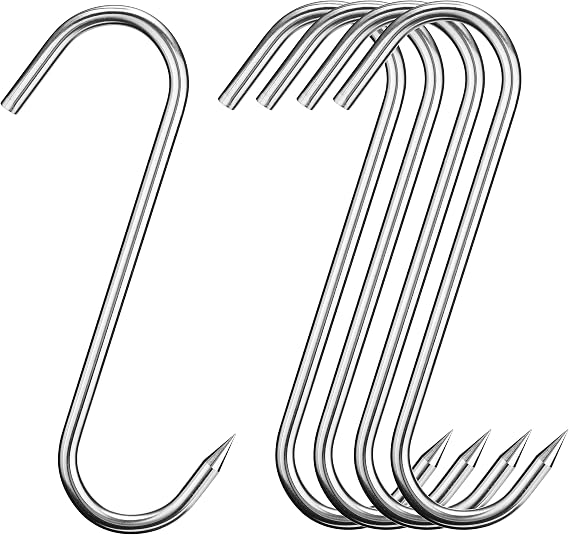 10 Inch Meat Hooks 5 PCS, Butcher Hooks Stainless Steel (10MM Diameter)