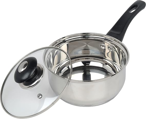 Sauce Pan with Glass Lid, Stainless Steel, 20 cm, ASS2520