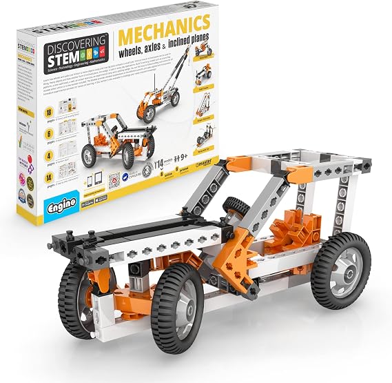 Engino- Stem Toys, Mechanics: Wheels, Axles & Inclined Planes, Construction Toys for Kids 9+, Educational Toys, Gift for Boys (14 Model Options) | STEM Toys for Kids, Gift for Boys & Girls, Includes Theory, Experiments & Quizzes, Teaches Engineering & Creative Thinking