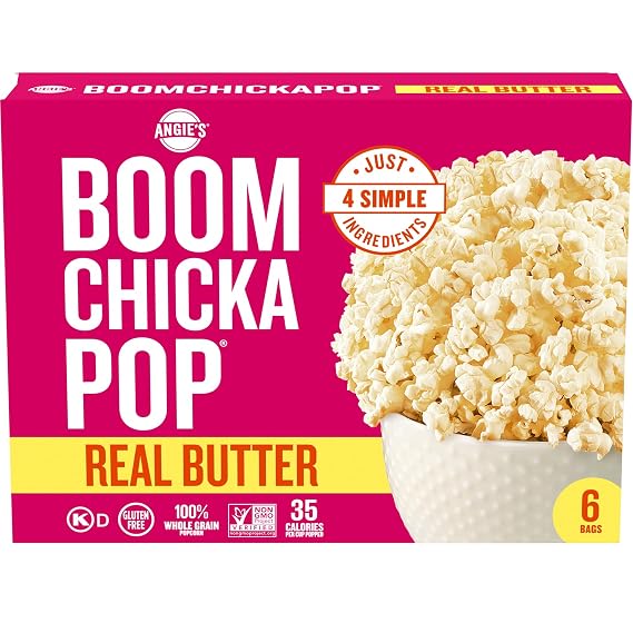 Angie's BOOMCHICKAPOP Real Butter Microwave Popcorn, 3.29 oz. (6-ct)