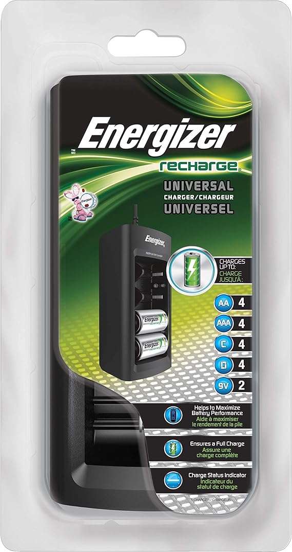 Energizer CHFC Family Battery Charger,f/AA/AAA,C,D,9V,4"x8"x25-1/4