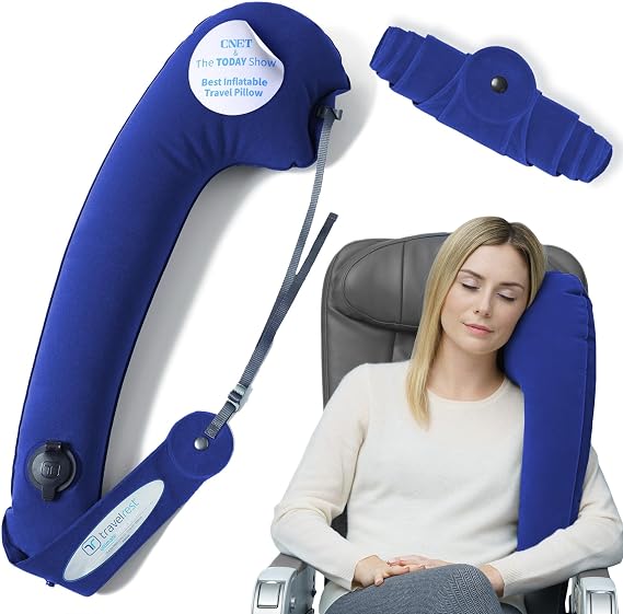 TRAVELREST Ultimate Inflatable Travel Pillow for Neck & Body - Blue