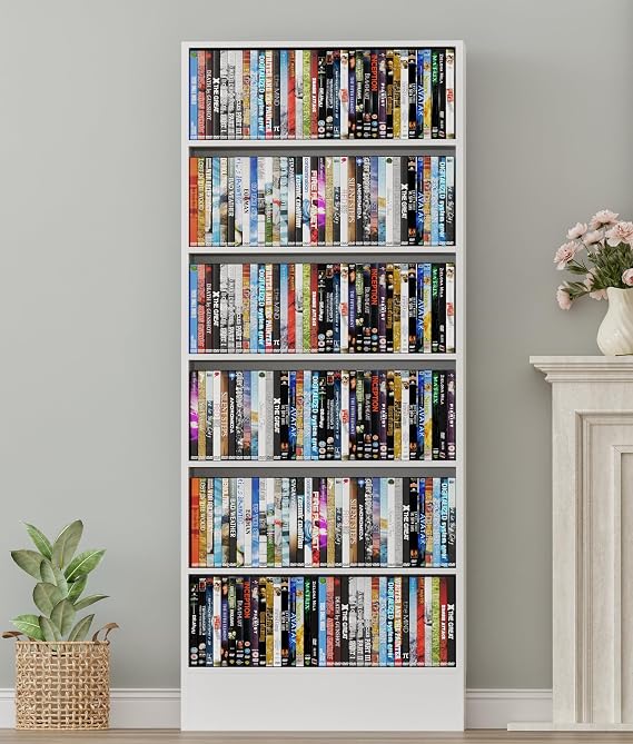 DVD Storage Cabinet with Adjustable Shelves 6 Tier CD Storage Shelf