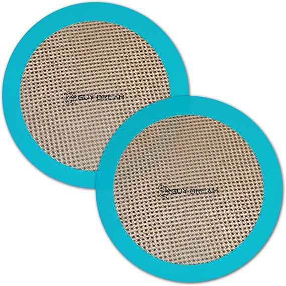 GUYDREMAT 10-Inch Silicone Baking Mats Set of 2 - Non-Stick, Heat-Safe Up to 480F, Perfect for Pizza, Cakes, Pastries, Bread, Foldable for Storage, Works in Standard Ovens, Food Grade & Reusable