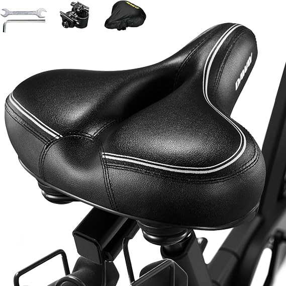DAWAY C30 Comfortable Oversized Bike Seat - Compatible with Peloton, Exercise, Mountain or Road Bikes, Extra Wide Bicycle Saddle Replacement with Memory Foam Cushion for Men Women Comfort