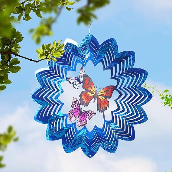 Wind Spinners for Garden, 30cm (12 inch) 3D Wind Spinner, Garden Decorations Hanging Ornaments Outdoor Butterfly