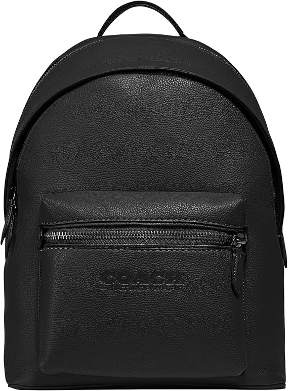 COACH Charter Backpack in Refined Pebbled Leather, Black,