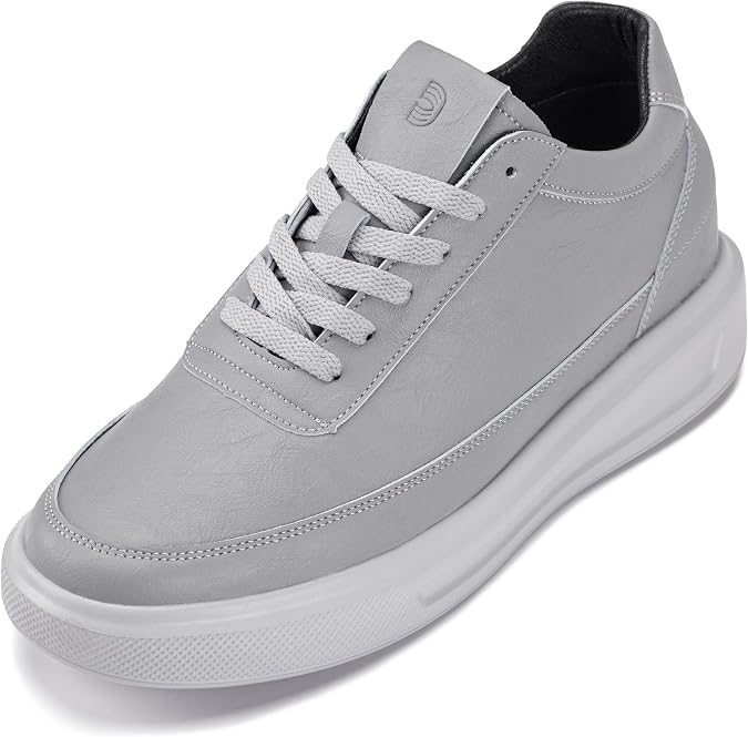 CALTO Men's Invisible Height Increasing Elevator Shoes - Ultra Light-Weight Lace-up Knitted Sporty Walker - 2.8 Inches Taller