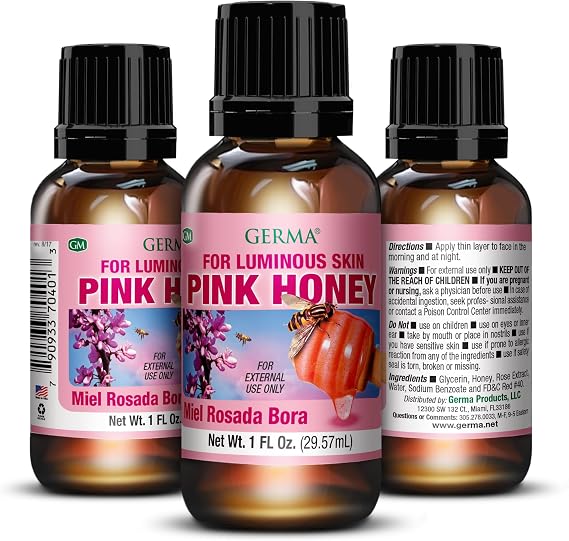 GermaTM Pink Honey Anti-Wrinkle Facial Oil Smoothing Skin Conditioner for Fine Lines Deep Hydrating Beauty Oil Miel Rosada Tradicional 1 fl oz