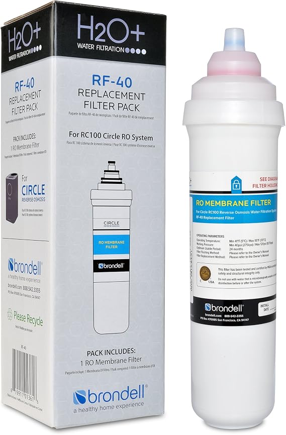 Brondell RF-40 Membrane Water Filter Replacement for Circle Under Sink Reverse Osmosis Filtration System, Lasts 24 Months