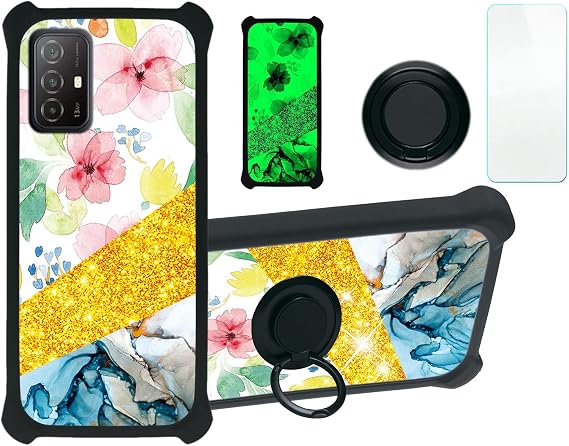 jioeuinly Visible Midnight Case Compatible with Visible Midnight Phone Case Cover [with Tempered Glass Screen Protector][Hard PC + Soft Silicone][Ring Support] [Gold Glitter+Luminous] JSH-SHS