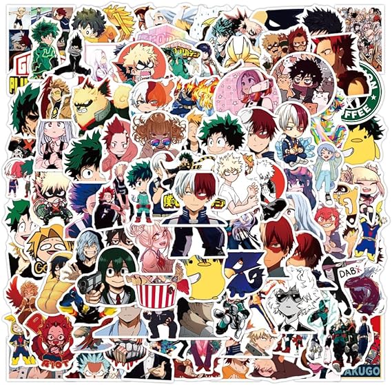 100Pcs Hero Sticker Set, Academia Stickers, Guitar Skateboard Luggage Laptop Stickers, Manga Stickers, Vinyl Waterproof Anime Sticker Set, Teenager Kids Gift