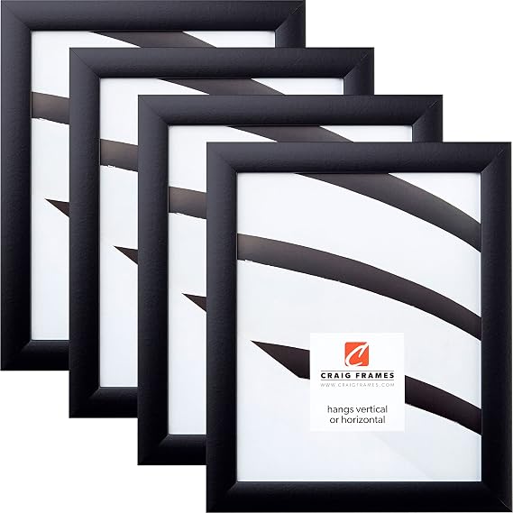 Craig Frames 1WB3BK 8 x 10 Inch Picture Frame, Black, Set of 4