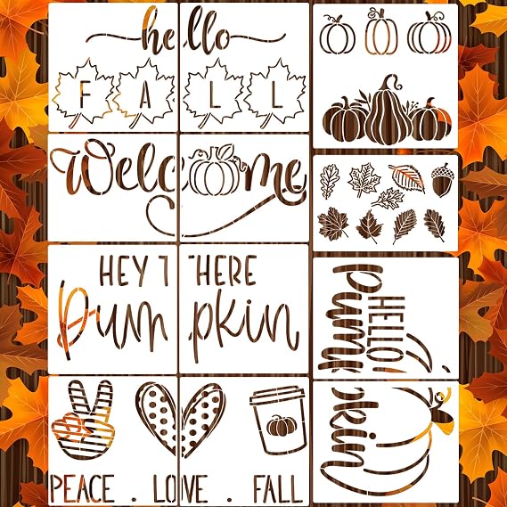 Fall Stencils for Door Mats Fall Doormat Stencils for Painting | Large Hello Fall Welcome Hey There Pumpkin Stencil for Doormats Wood Signs DIY Crafts Decor