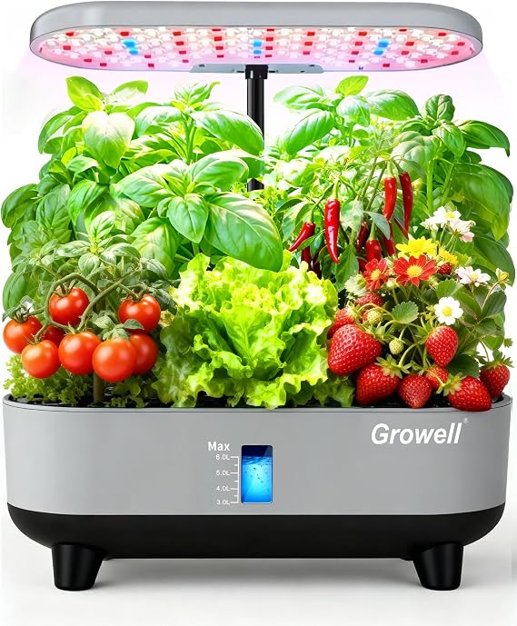 Growell 16 Pods Hydroponics Growing System Kit with 3 Light Modes & 2 Timer