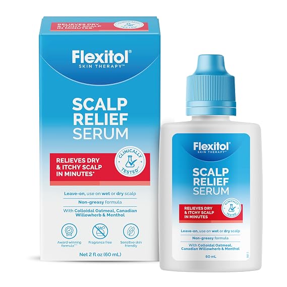 Flexitol Scalp Relief Serum for Itchy Scalp with 2% Colloidal Oatmeal, 2 Ounce, FSA Eligible