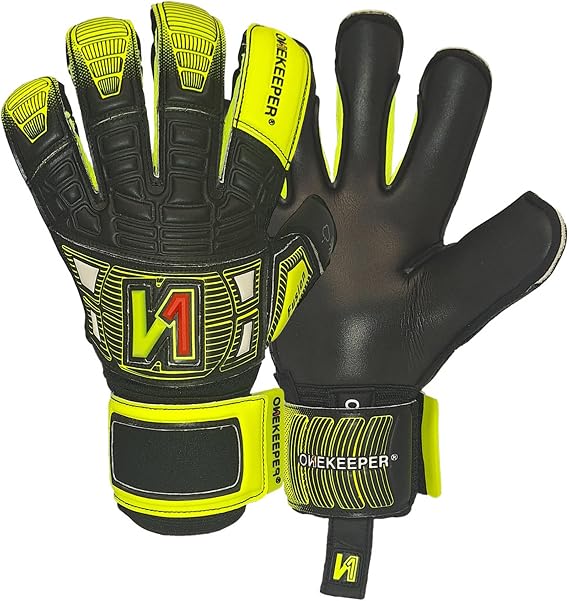 Fusion Goalkeeper Gloves with Finger Protection, Black/Yellow