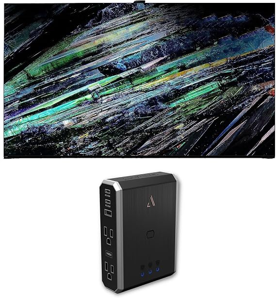 Sony XR77A95L 77 Inch QD-OLED 4K UHD Smart Google TV with AI Upscaling with a 7S-PS4-US1 4-Outlet Power with Omniport USB (2023)