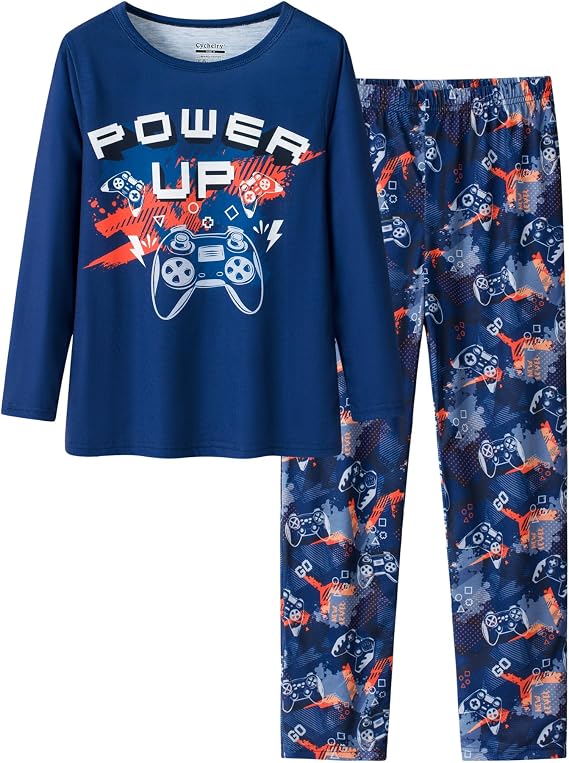 Little Big Boys Pajamas Green Gamer Long Sleeve and Pants Soft Nighty PJS 2PCS Sleepwear Set Size 6-16