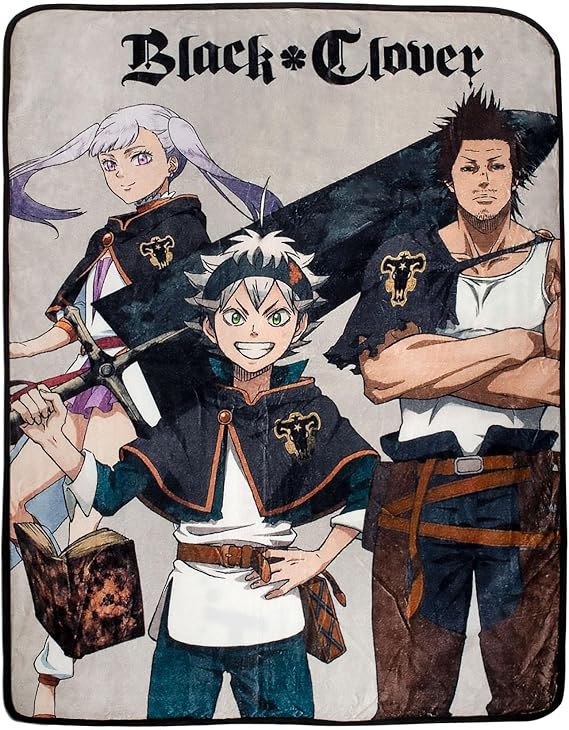 Black Clover Plush Throw Blanket | Super Soft Fleece Blanket, Cozy Sherpa Cover for Sofa and Bed, Home Decor Room Essentials | Anime Manga Gifts | 45 x 60 Inches