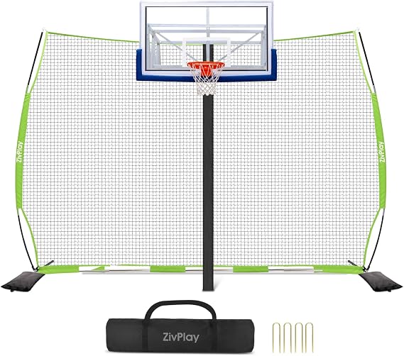 Lacrosse Backstop Net 20x10 ft Basketball Backstop Net for Backyard Sport Netting Barrier Ball Stop Net Includes Portable Carry Bag 2 Sand Bags 4 Ground Stakes