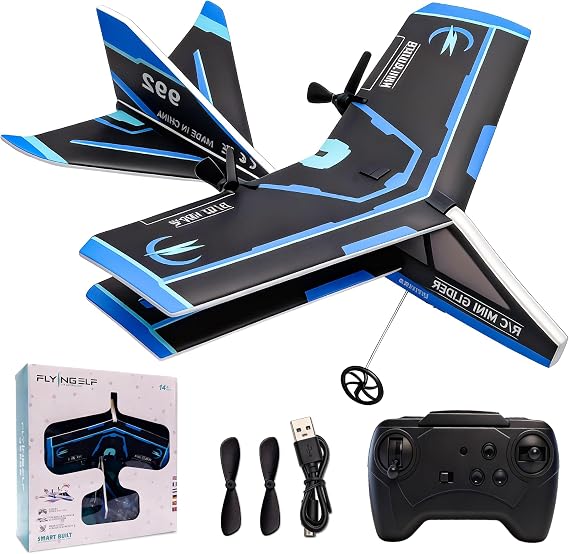 Rc Plane, Remote Control Airplane for Boys Kids 8-12 Adults Toy | Flying Airplane Skyriders Rc Jet Easy to Fly Outdoor Glider for Kids & Beginners (Black)