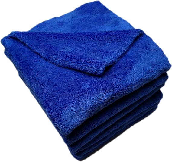 SOFTBATFY Plush Edgeless Microfiber Towel for Car, Soft Drying Wash Detailing Buffing Polishing Towel, 500 GSM 6Pack 16 x 16inches (Blue, 6Pack)