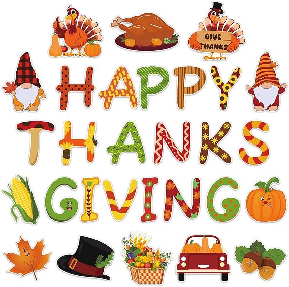 Pajean 78 Pcs Happy Thanksgiving Bulletin Board for Classroom Wall Decor